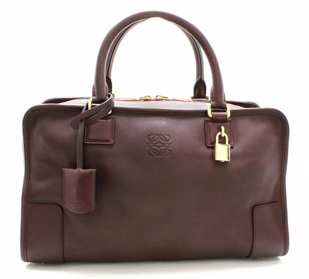 Loewe Amazona Leather Handbag Boston Bordeaux Purple